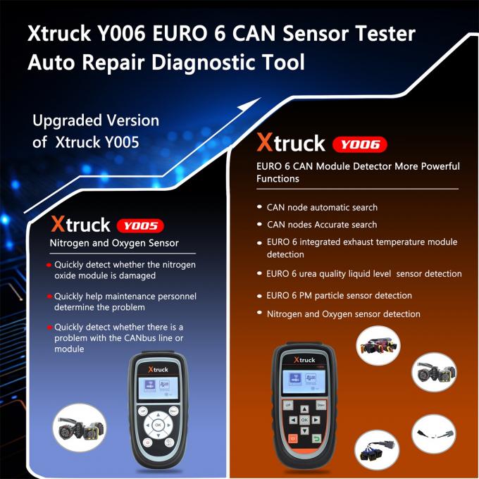 Xtruck Y006 EURO 6 Truck Diagnostic Tool for NOx Sensor AdBlue SCR Urea Level PM Sensor Test & CAN Node Finder 1